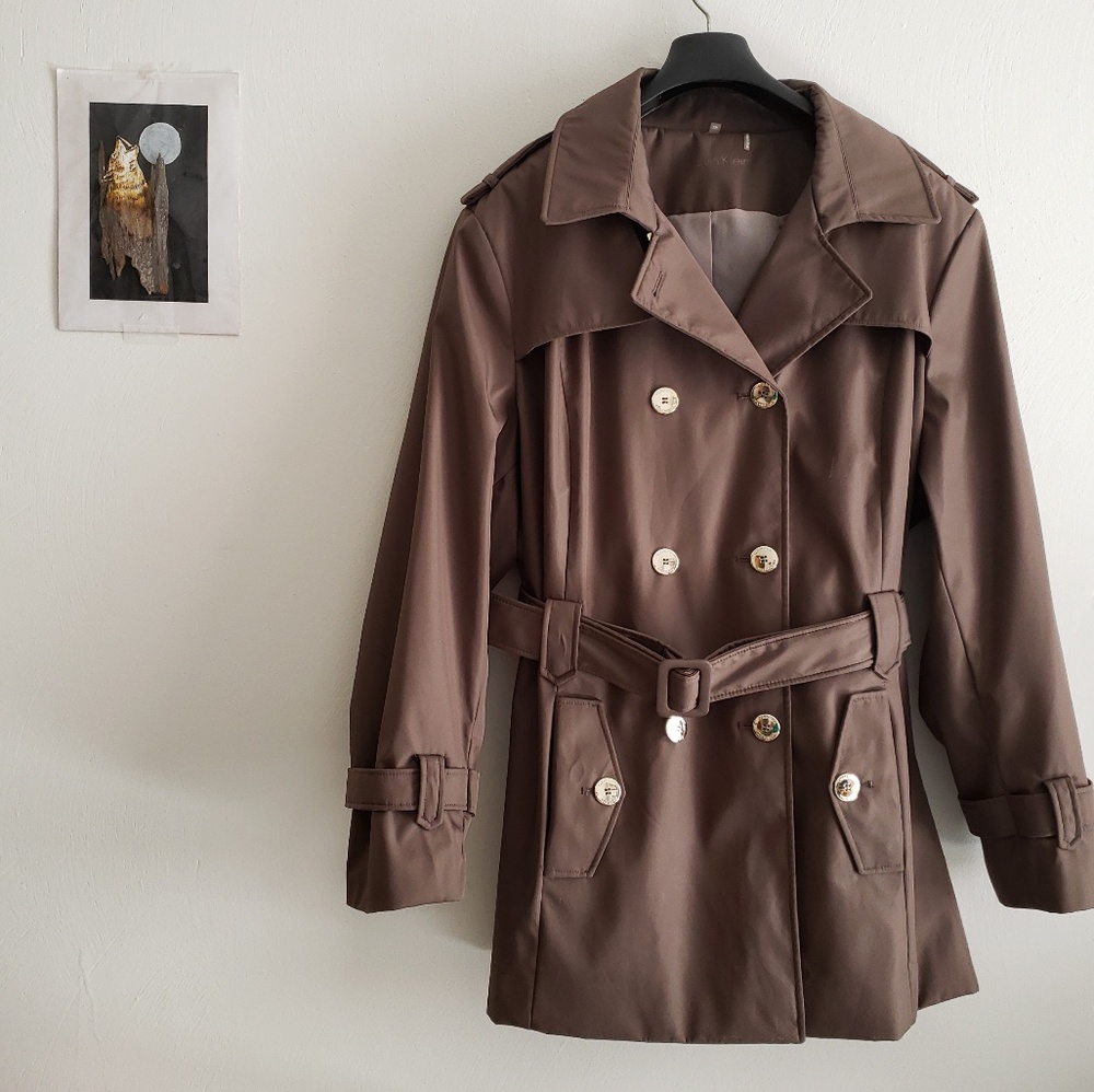 Calvin Klein Plus Size Buttoned Trench Raincoat